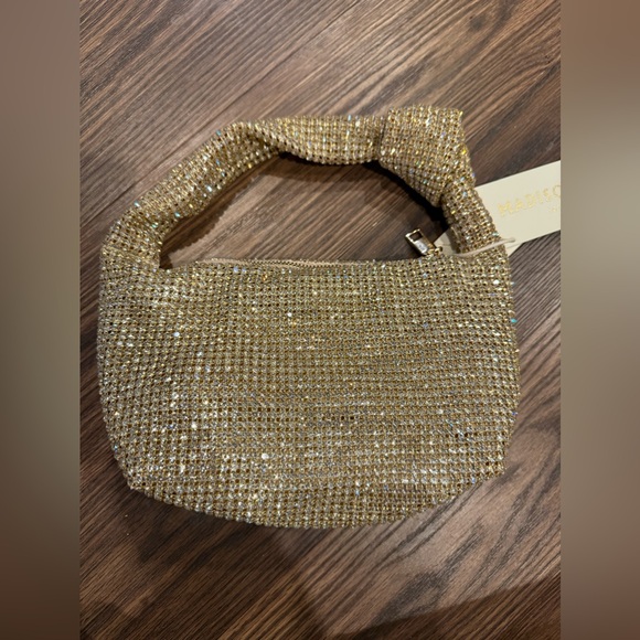 NWT Madison West Knotted  Rhinestone Dumpling Style Evening Purse - Picture 5 of 11